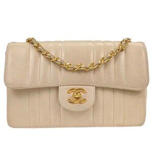 Chanel Off-white Lambskin Small Classic Double Flap Shoulder Bag 177696